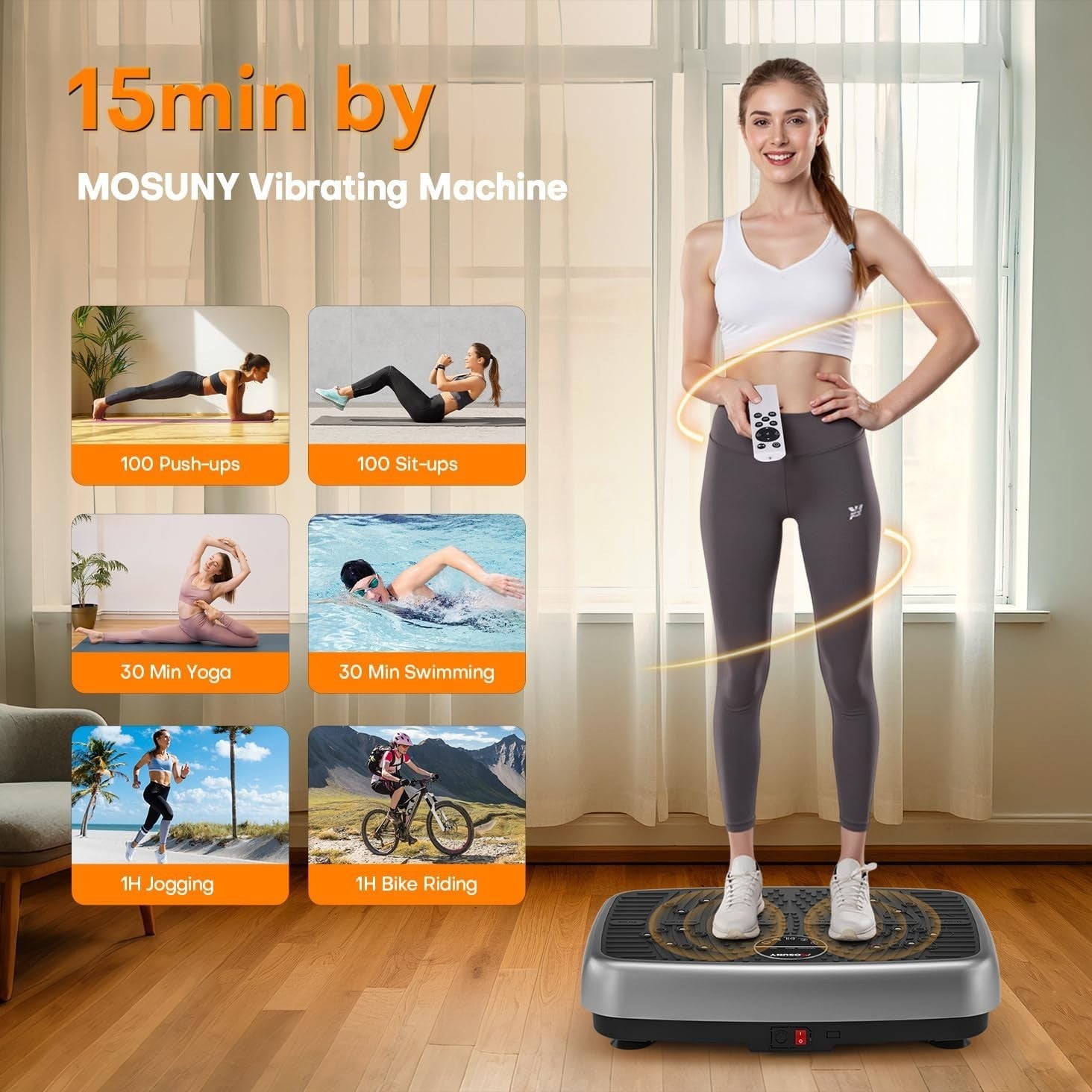 Dual Motor Vibration Plate Exercise Machine 120 Speeds 450LB Slim Body