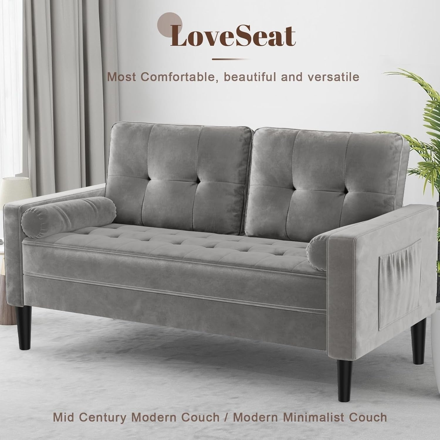 2 Seater Sofa Bed Light Grey| Comfy Small Couch for Lounge, Flat, Bedroom
