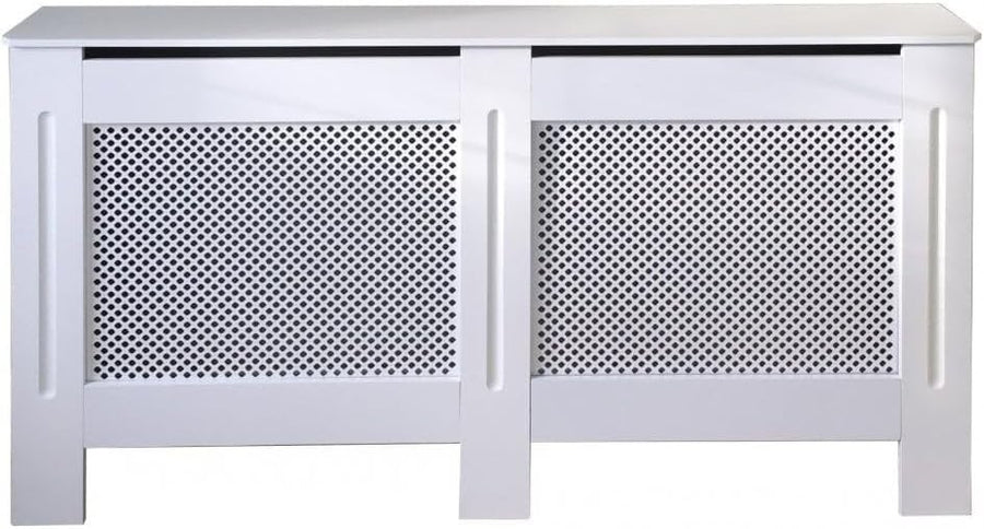 White Radiator Cover Cabinet Large | Modern MDF Wood | Diamond Slat Heater Cover