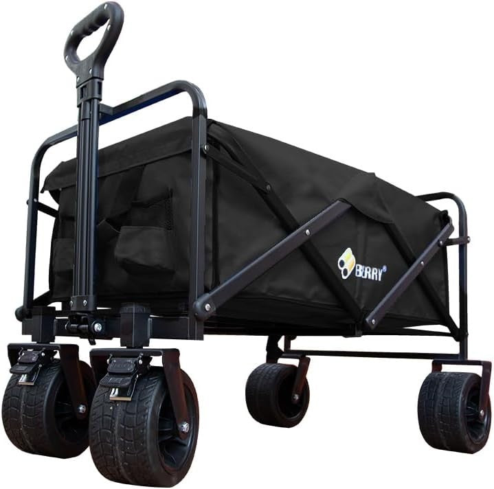 Black 150L Heavy Duty Folding Festival Trolley 330lbs Camping Beach Wagon Cart