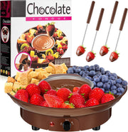 Chocolate Fondue Maker Cheese Melting Pot Forks Temp Control Black