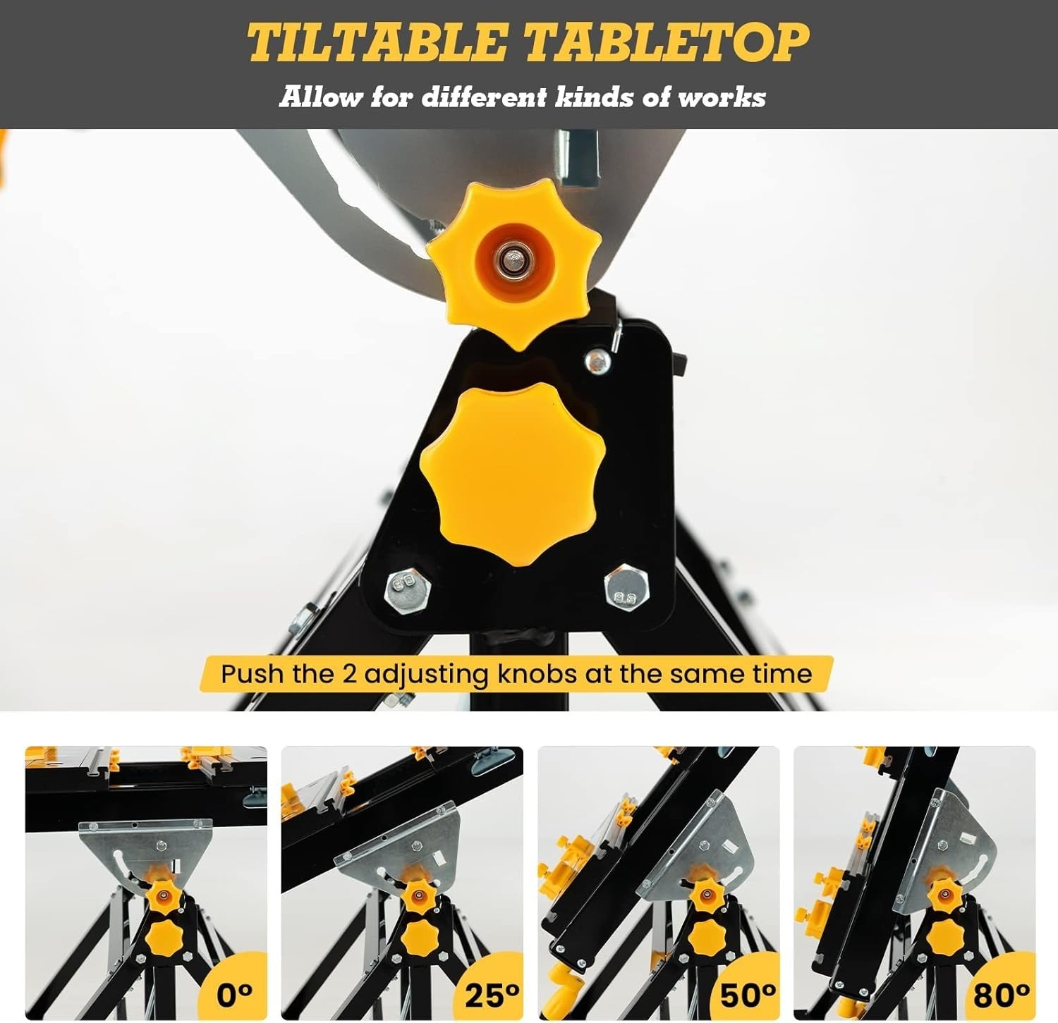 Folding Adjustable Workbench Tiltable Table 7-Height Portable Stand 75x60