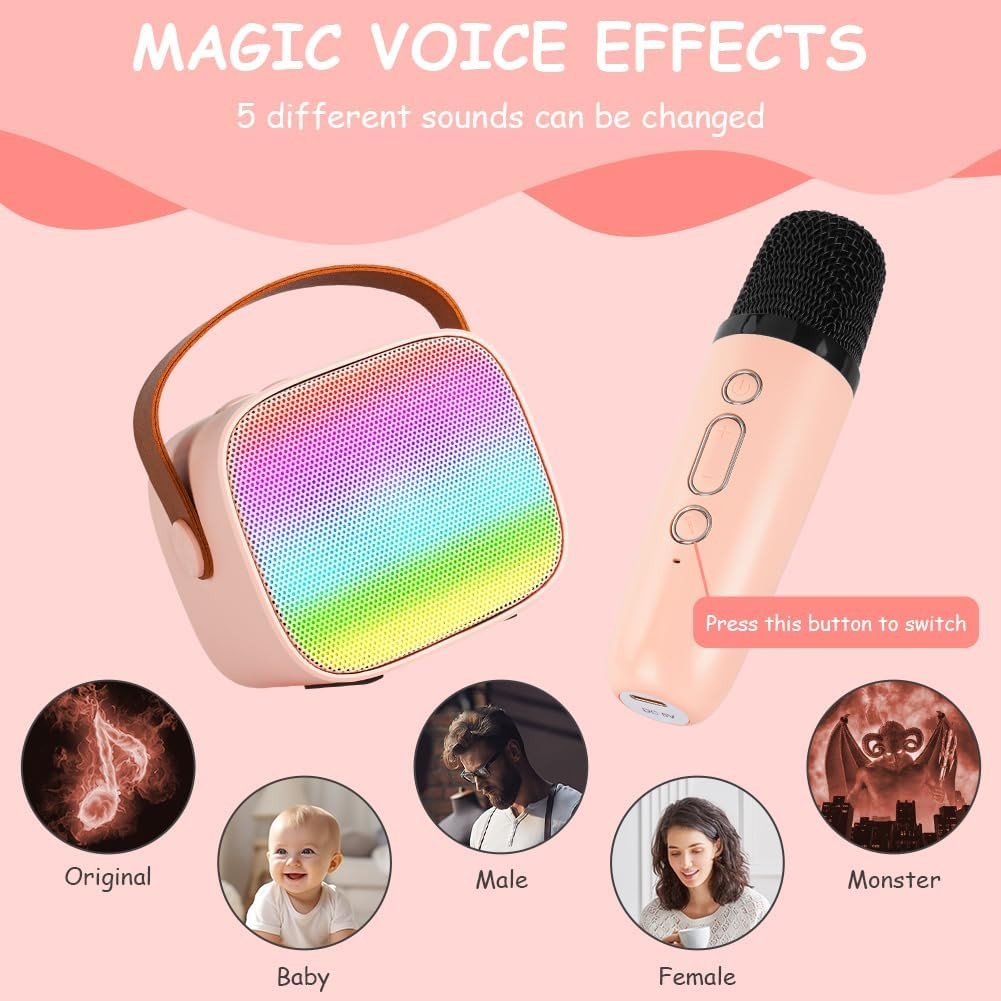 Ainiv Karaoke Machine for Kids & Adults 2 Wireless Mics Bluetooth LED