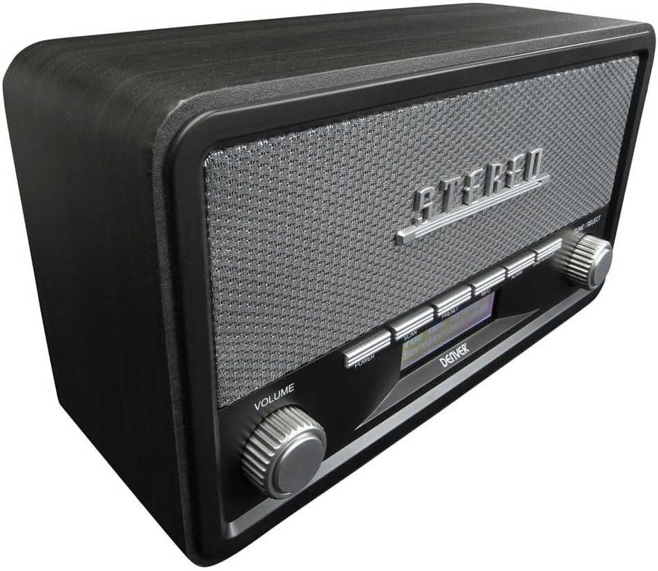 Retro DAB/DAB+ & FM Bluetooth Radio with Dual Alarm Clock & AUX – Grey Wood