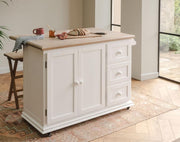 Kitchen Island Trolley with Extendable Oak Top & Storage Shelves, Rolling Unit