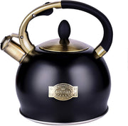 3L Whistling Tea Kettle Stainless Steel Stove Top Teapot Black