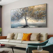 Extra Large Tree of Life Canvas Wall Art 70x140cm Blue Gold
