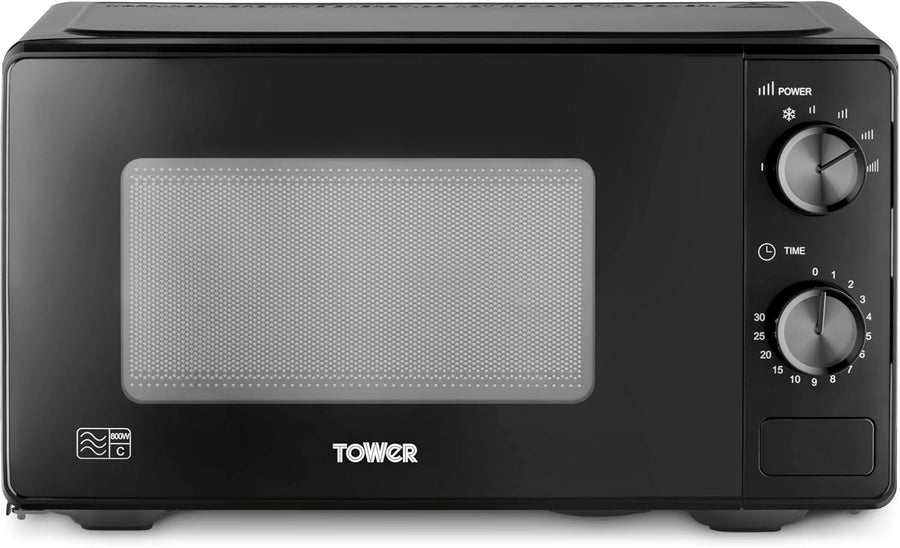 20L 800W Manual Microwave 5 Power Levels Defrost Black