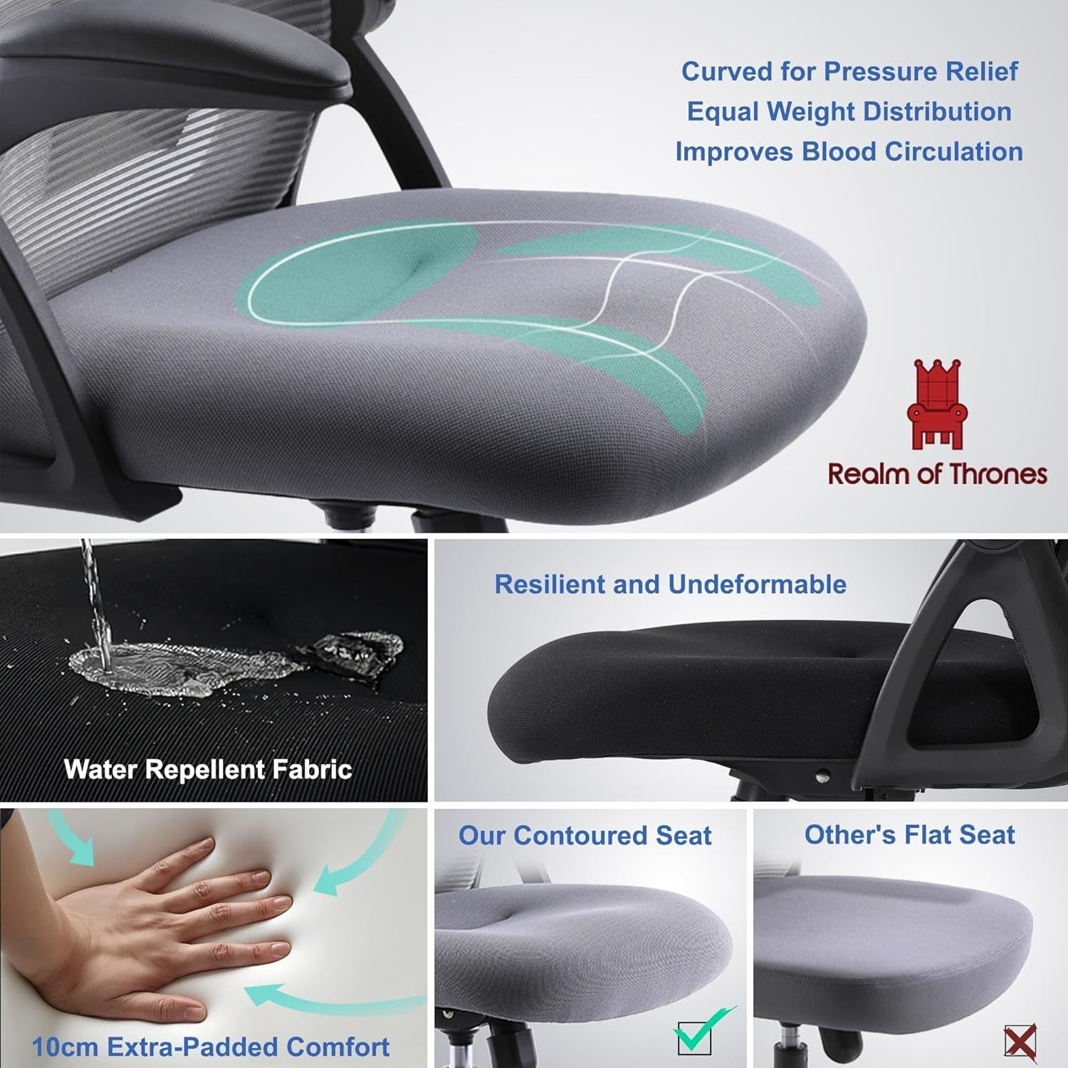 Ergonomic Office Chair Desk Swivel Computer Chair Mesh Back Memory Foam Black