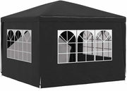 3x3m Anthracite Party Tent Gazebo PE Canopy Steel Frame w/ Sides & Door