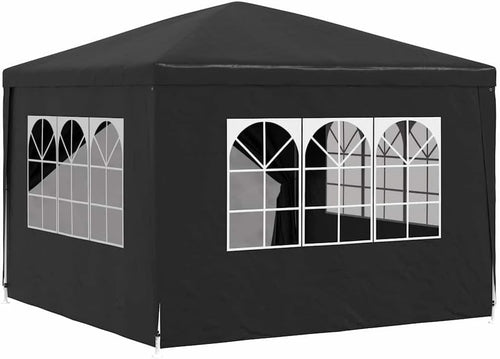 3x3m Anthracite Party Tent Gazebo PE Canopy Steel Frame w/ Sides & Door