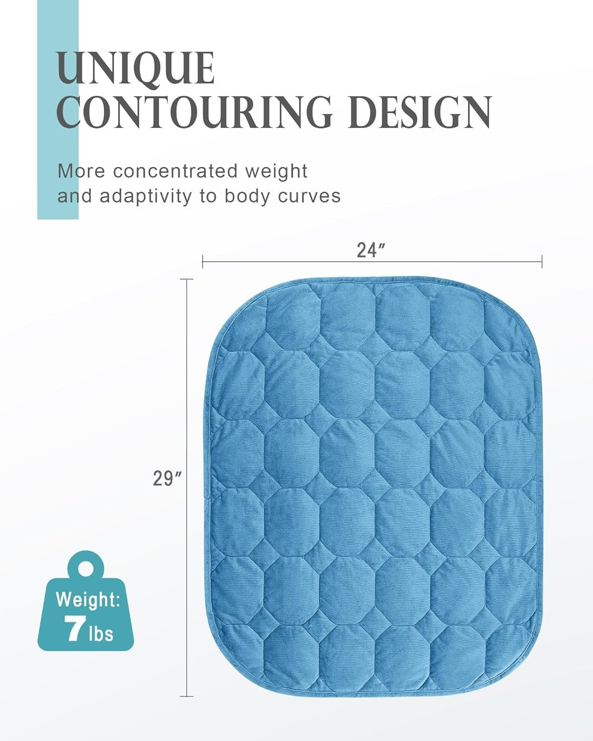 7lbs Weighted Lap Blanket Dark Blue 29x24" Crystal Velvet for Travel & Relax