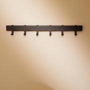 Modern Black Wall Coat Rack 58cm | Metal Rail with 6 Sliding Hooks Matte