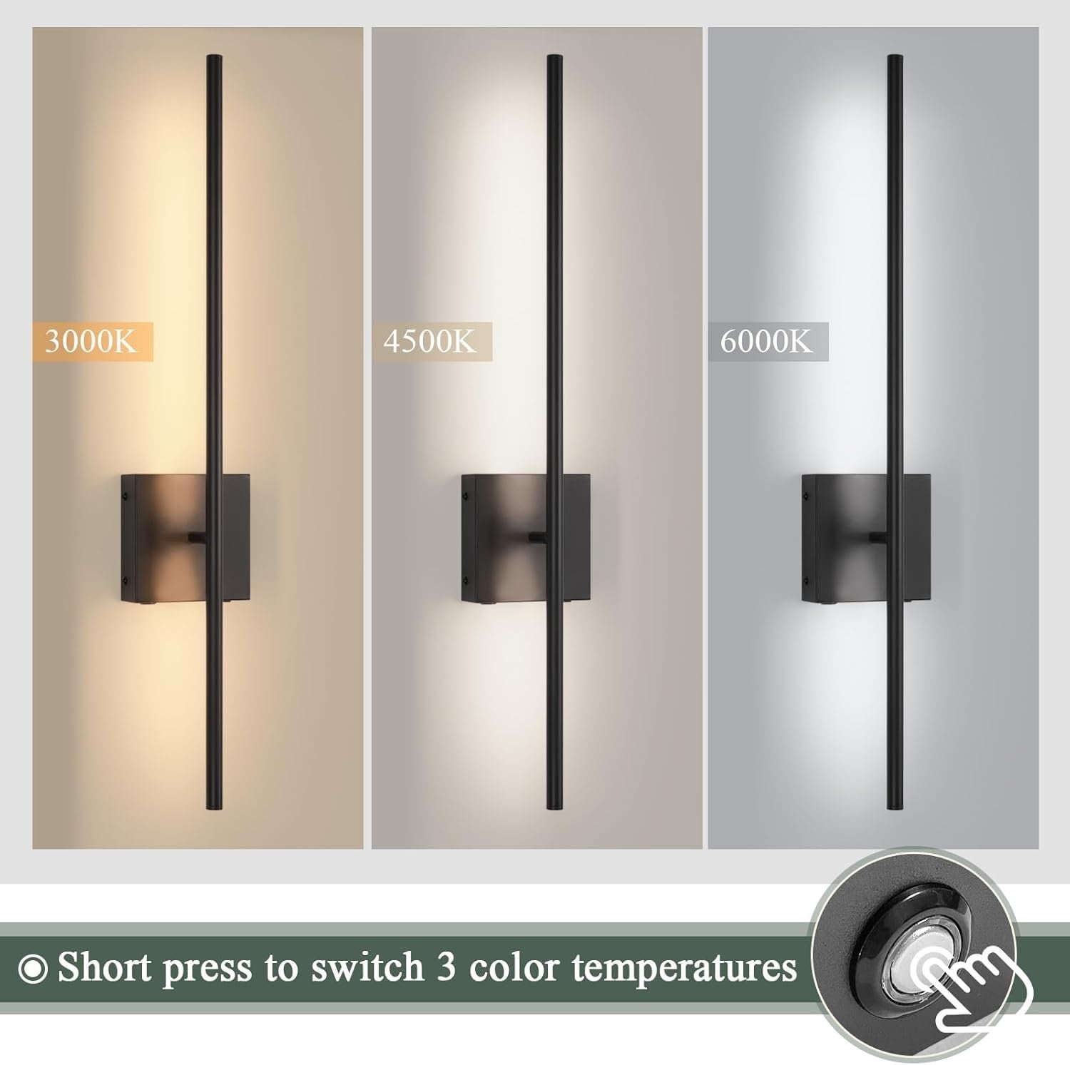 Wireless USB Rechargeable Battery Wall Lights 2-Pack, Dimmable LED