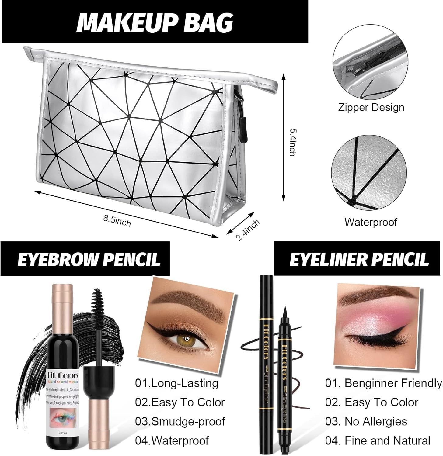Professional All In One Makeup Kit 13pcs Travel Set with Bag
