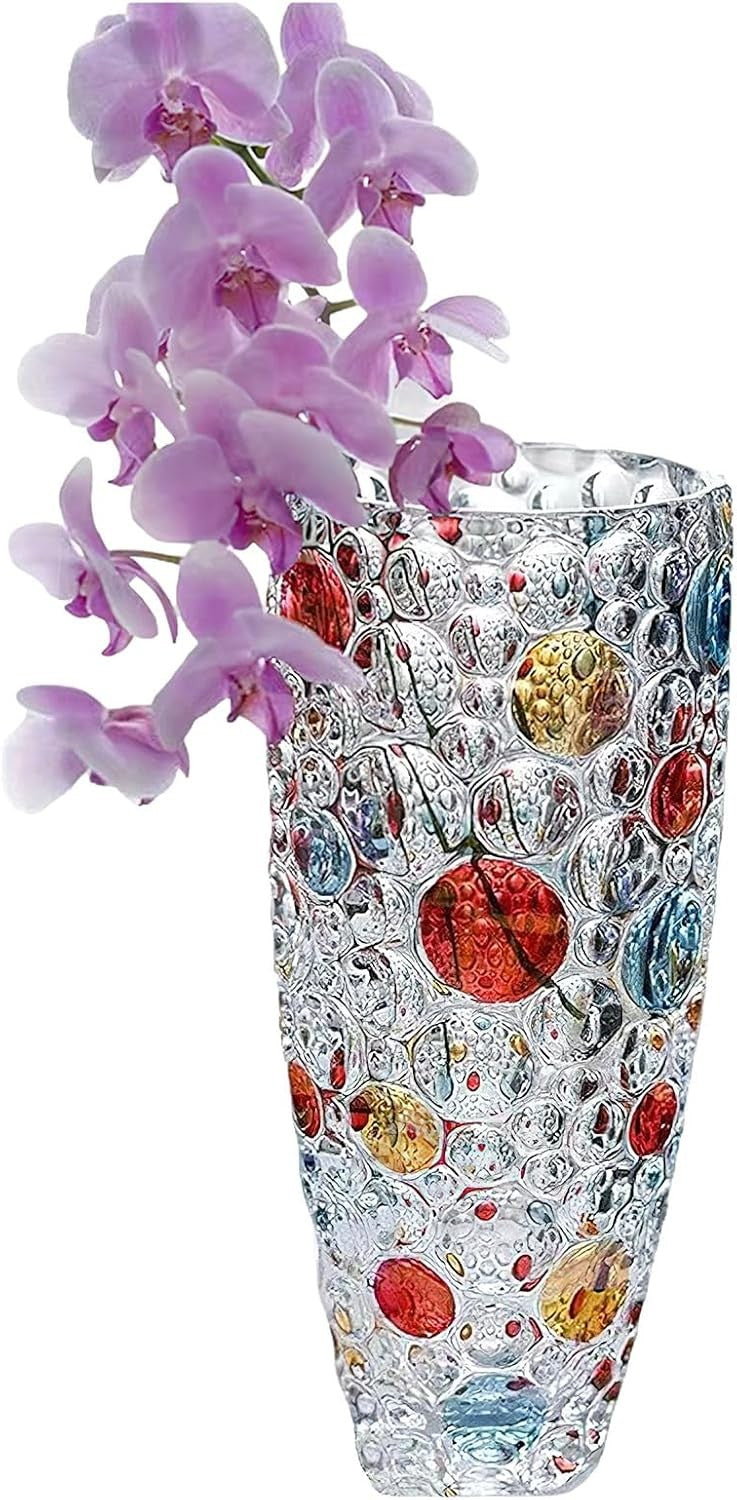 Tall Crystal Glass Flower Vase 25cm Heavy Decorative Centrepiece