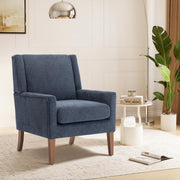 Blue Wingback Accent Armchair Upholstered Lounge Wood Legs