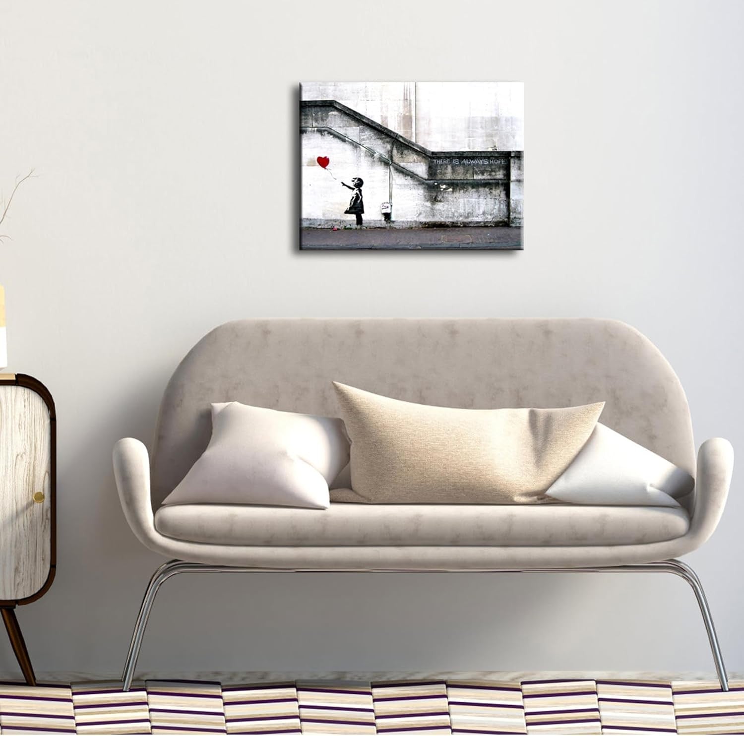 Banksy Girl with Red Balloon Canvas Wall Art Framed Modern Decor