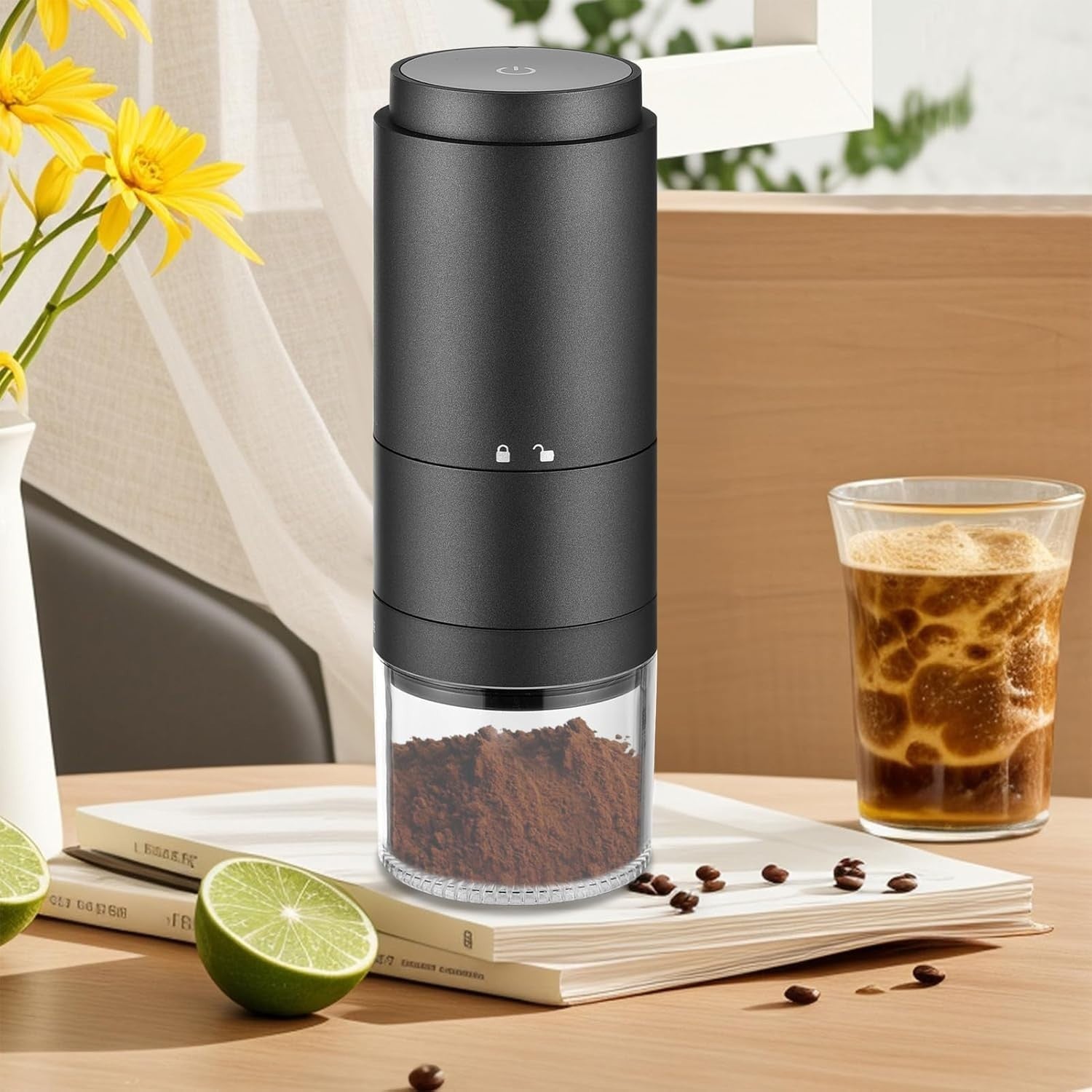 Electric Coffee Bean Grinder 38-Setting Burr Grinder USB Rechargeable Portable