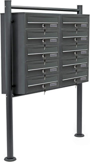 Outdoor Multi Slot Mailbox Cluster 10 Lockable Units Anthracite Steel Secure