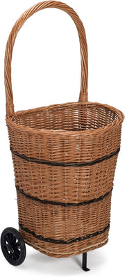 Wicker Trolley Basket with Wheels – Eco Handwoven Log Holder 35x45x58cm