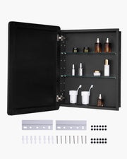 Bathroom Mirror Cabinet 61x76cm Wall Mounted 2-Layer Adjustable Shelves