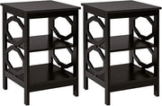 2-Tier Coffee Brown Bedside Tables – Modern 3-Tier Nightstands with Storage Shel