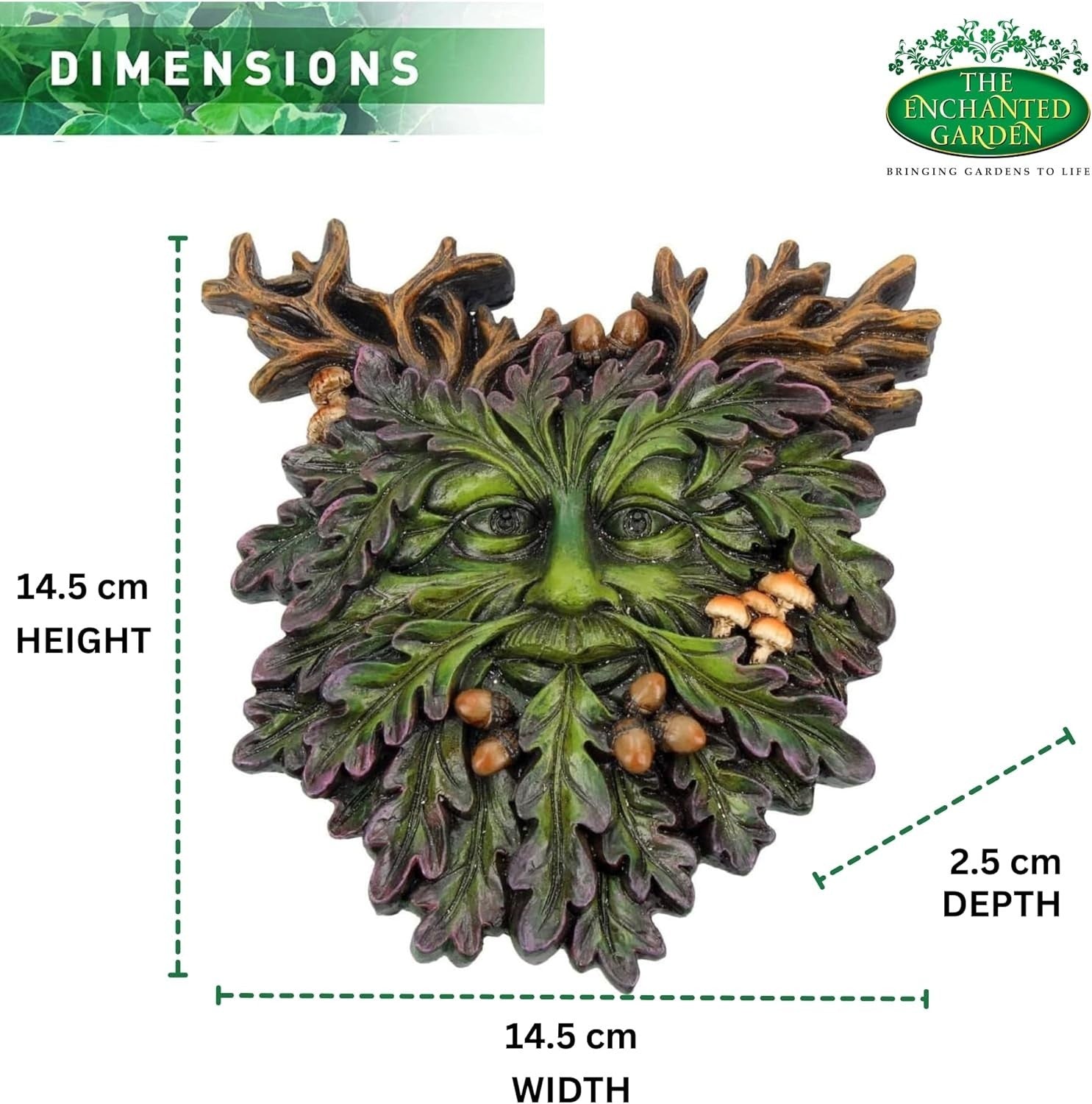 Green Man Wall Plaque Garden Ornament Resin Celtic Tree Spirit Face 15cm Decor
