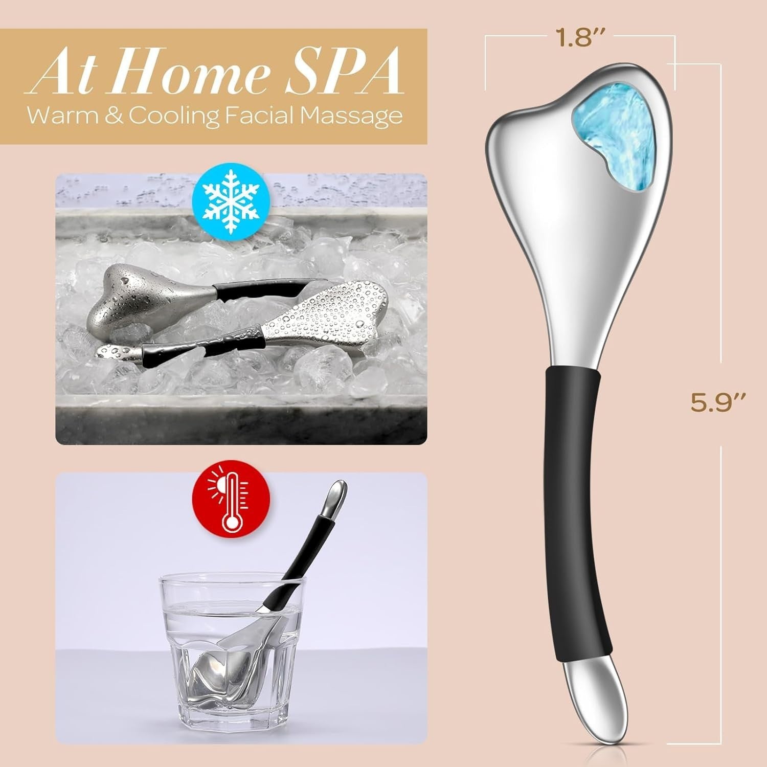 3 in 1 Cryo Gua Sha Ice Roller Stainless Steel Facial Sculpting Set