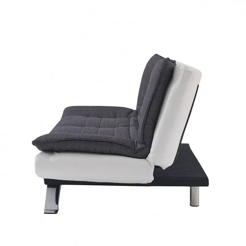 Charcoal Fabric Sofa Bed Futon 3 Seater Clic Clac White Faux Leather