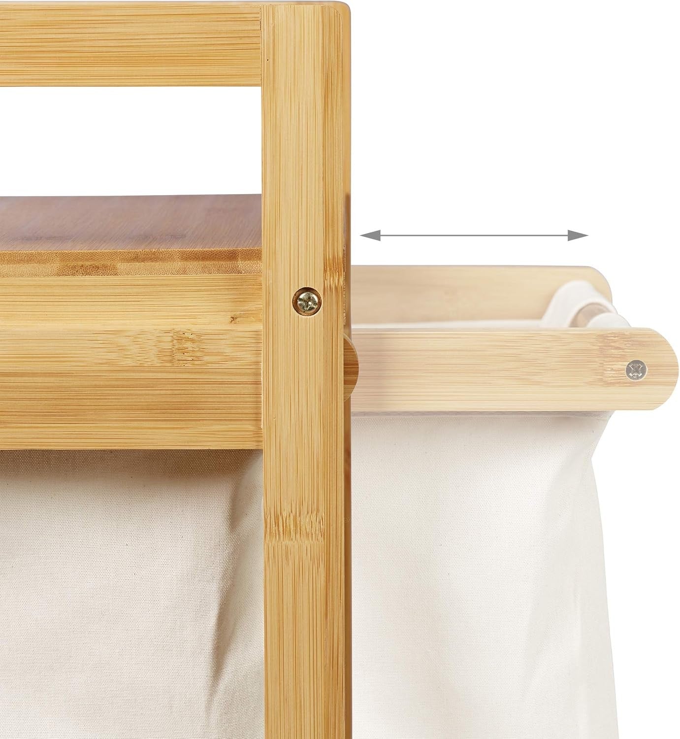 Bamboo Laundry Hamper 2 Drawer Clothes Sorter With Shelf Natural 25L Baskets