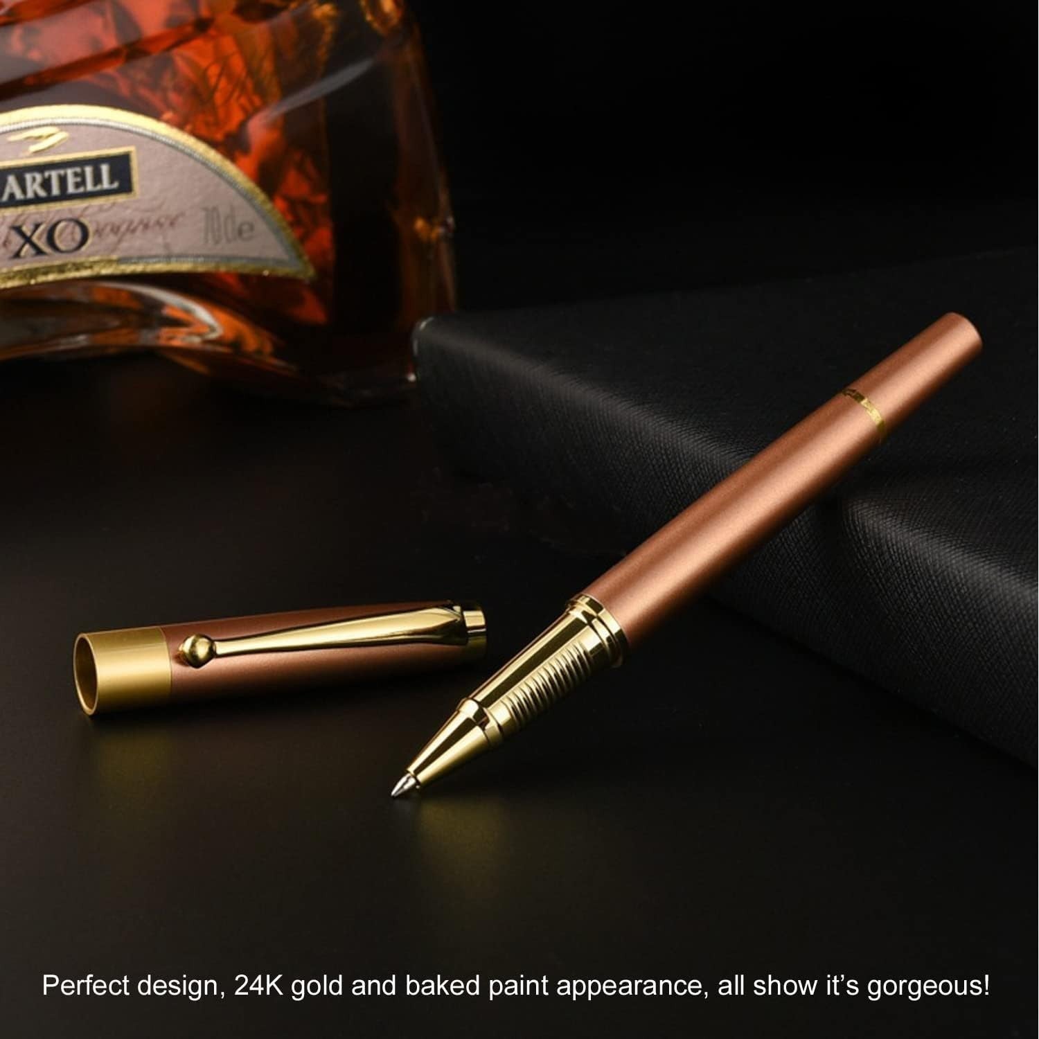 Luxury Rose Gold Ballpoint Pen Medium Point Smooth Writing Black Ink