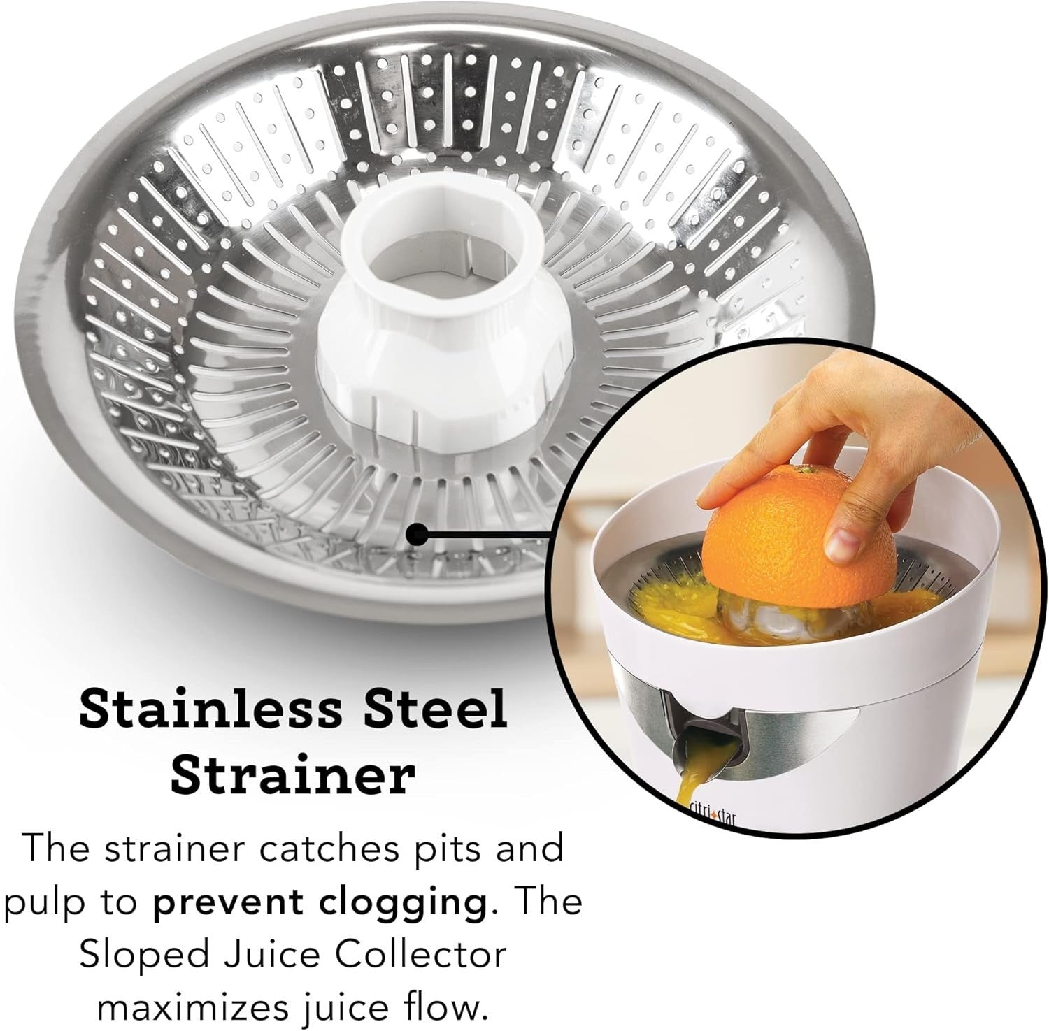 Electric Citrus Juicer Quiet Powerful Motor Drip Free Easy Clean 0.6L
