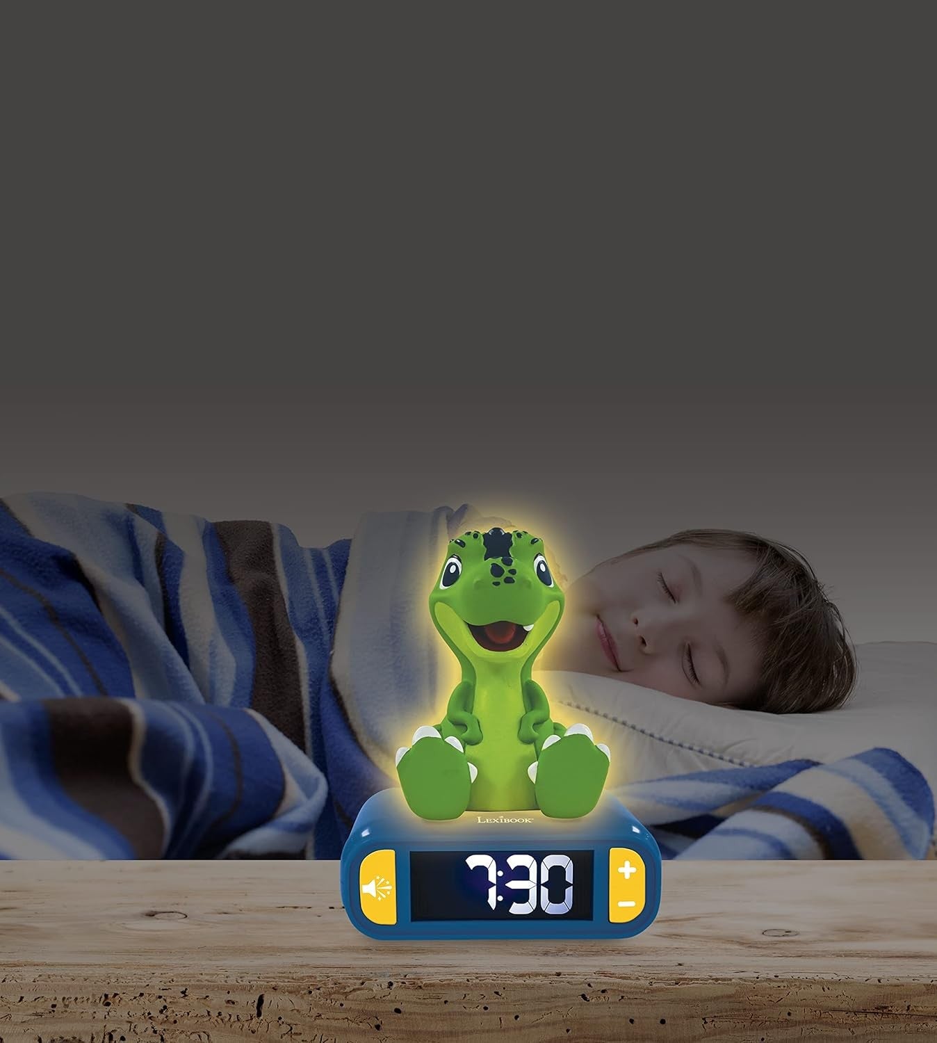 Kids Dinosaur Alarm Clock Night Light Snooze Easy Read Bedroom