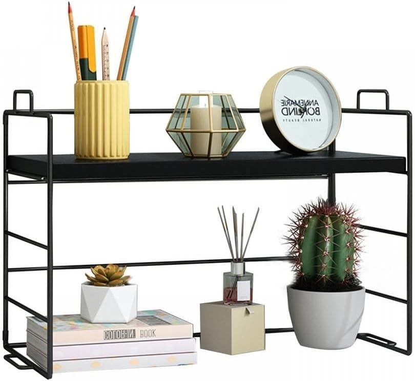 Desktop Organizer Shelf Compact Display Rack Bookcase Storage White Shelf