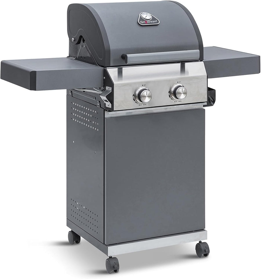 Hybrid 2 Burner Gas & Charcoal BBQ Grill Freestanding with Griddle & Wheels