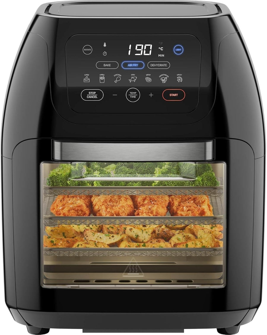 10L Air Fryer Oven w/Rotisserie | 17 Presets | Fast Cooking | Large Family Size