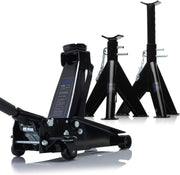 3 Ton Heavy Duty Trolley Jack + 6 Ton Axle Stands Set 130–370mm Car Van Lift