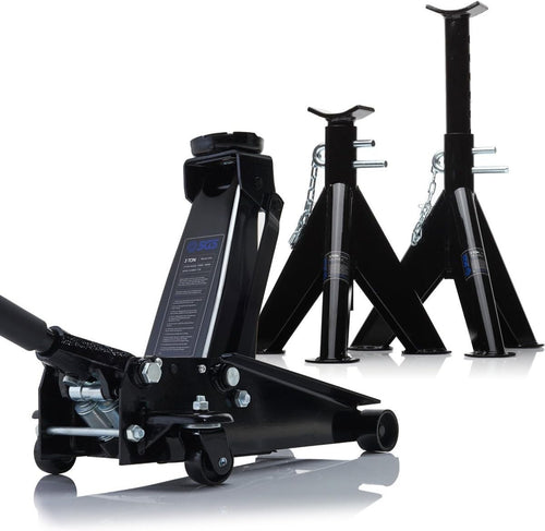 3 Ton Heavy Duty Trolley Jack + 6 Ton Axle Stands Set 130–370mm Car Van Lift