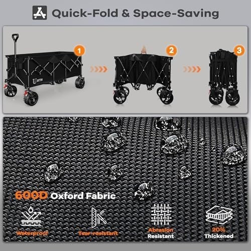 300L Heavy Duty Folding Garden Trolley Cart 210kg All Terrain Wheels