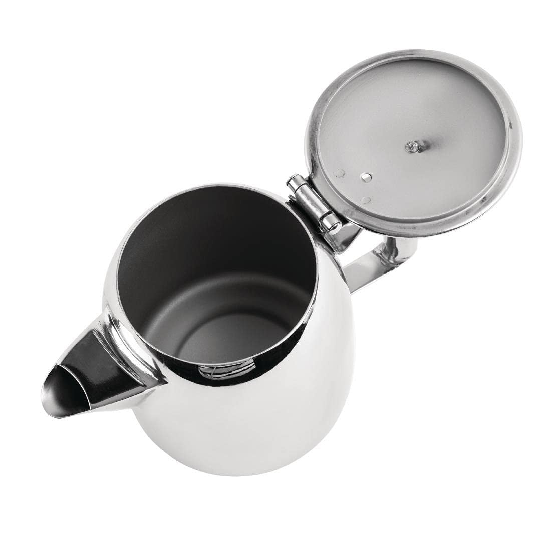 Stainless Steel Teapot 340ml Mirror Finish Tea Pot Hinged Lid Silver