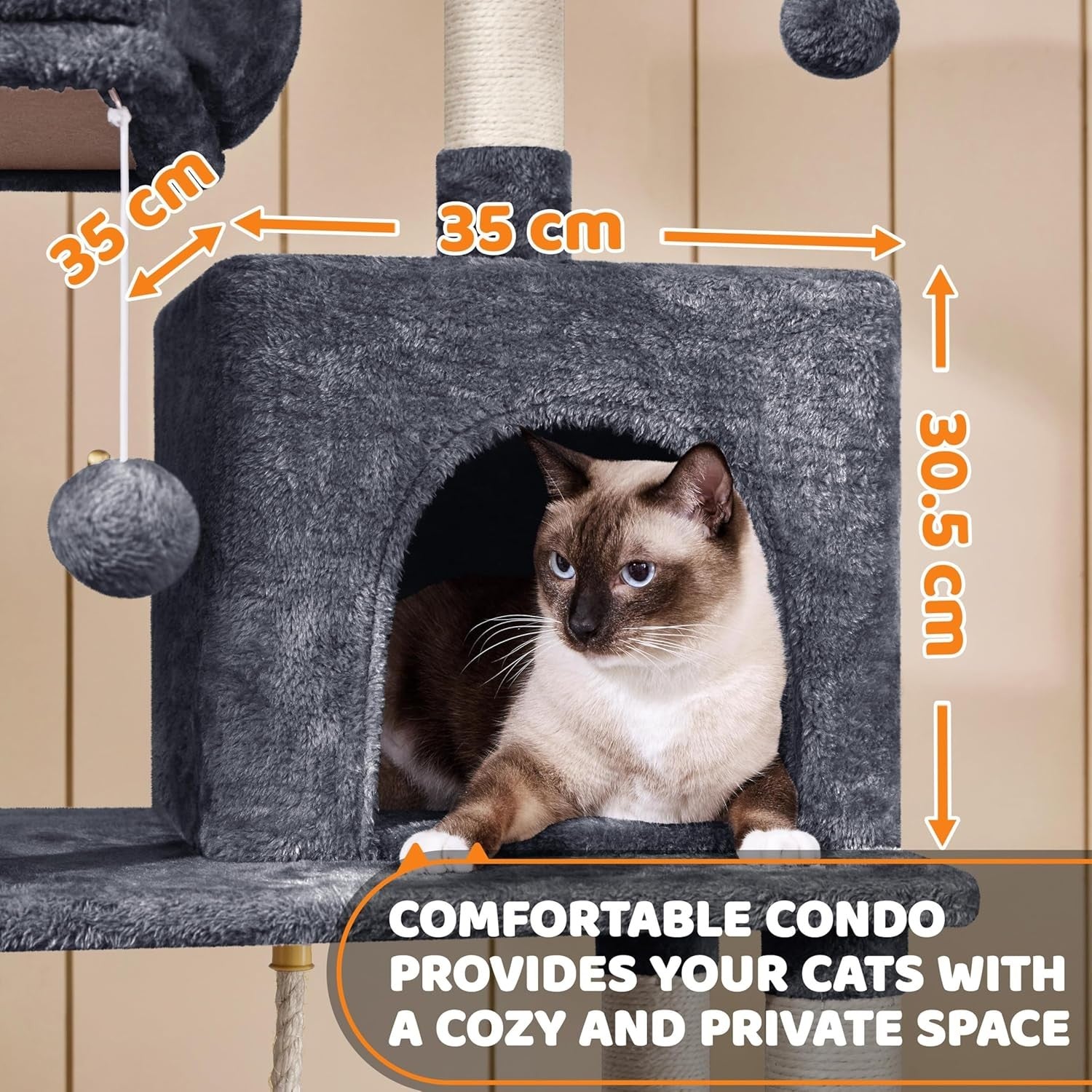 Large Cat Tree Tower 150cm Scratching Post Condo Hammock Play Centre