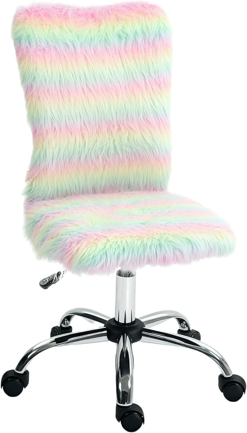 Unicorn Fluffy Desk Chair Adjustable Height Plush Swivel Vanity Seat
