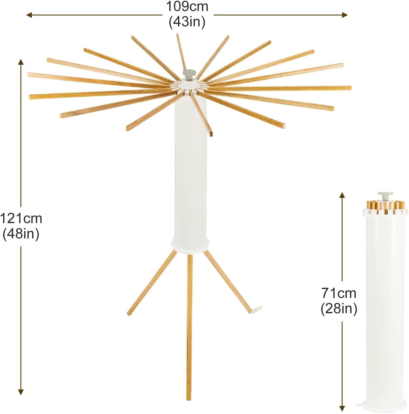Wooden Clothes Airer Tripod Folding Laundry Drying Rack Portable