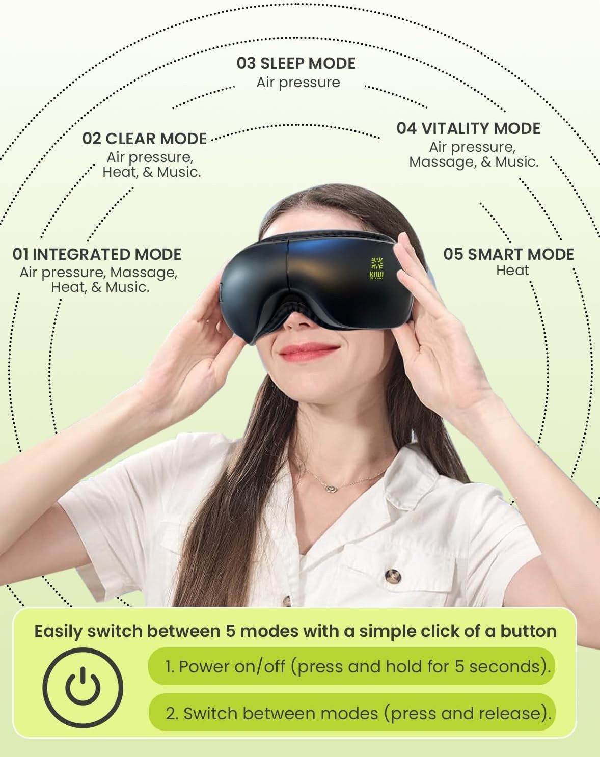 Heated Eye Massager Bluetooth Foldable Migraine Relief