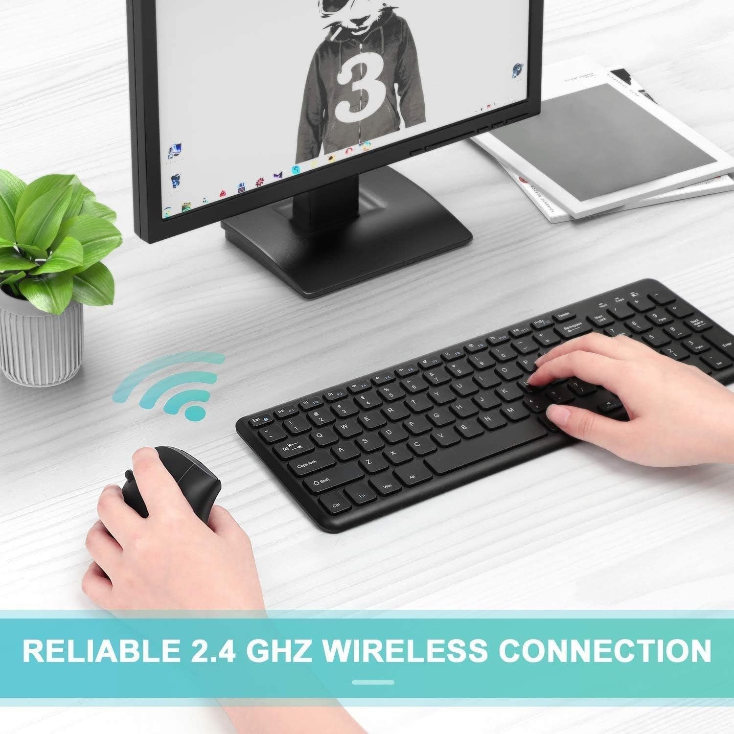 Left Handed Vertical Ergonomic Wireless Mouse 1600 DPI Comfort Grip