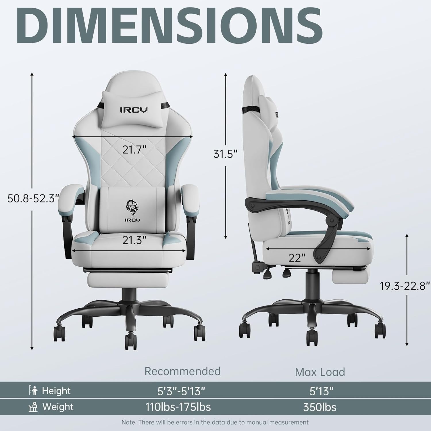 Gaming Chair Memory Foam Large Reclining Office Chair Ergonomic Footrest Grey