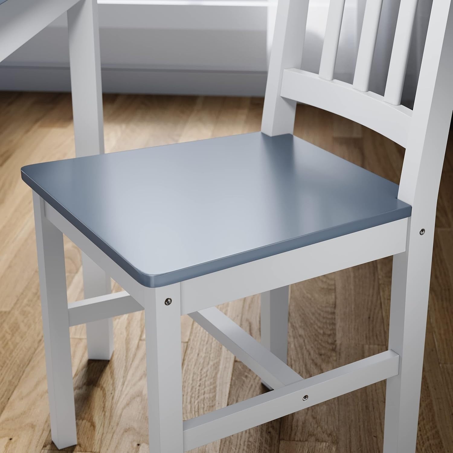 Compact Solid Wood Square Dining Table & 2 Chairs Set - Grey Kitchen Set