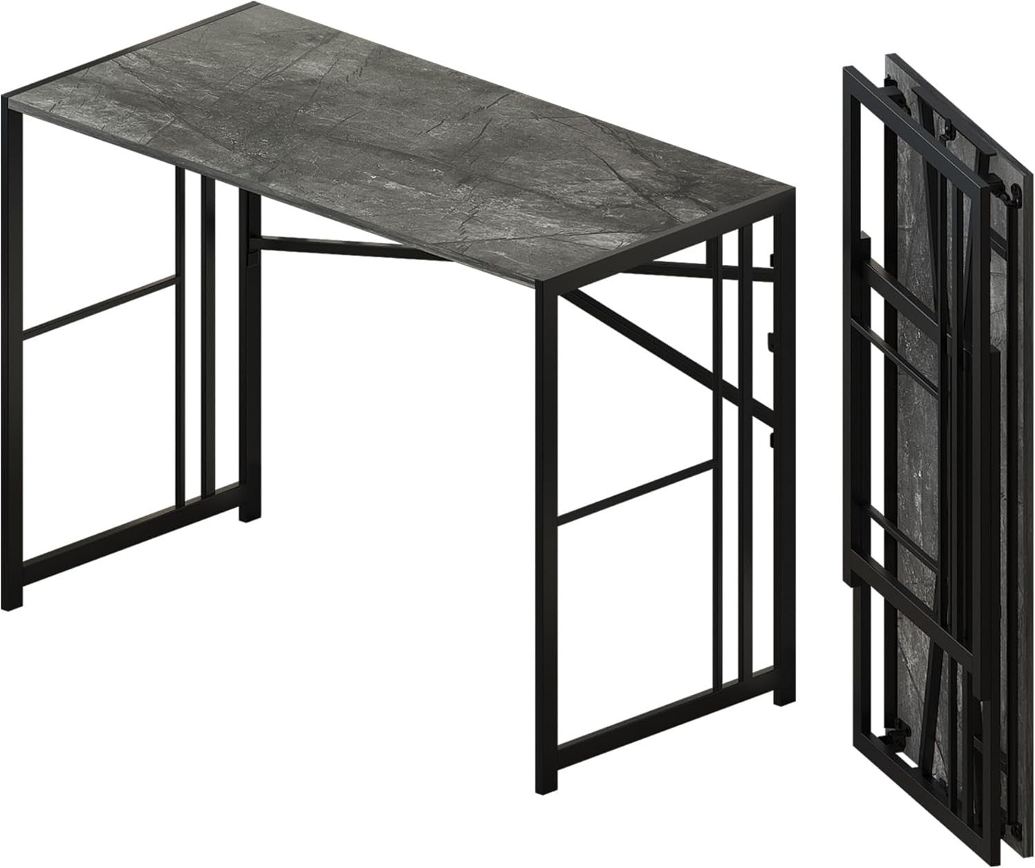 Folding Desk 103cm Grey No Assembly Home Office Computer Table