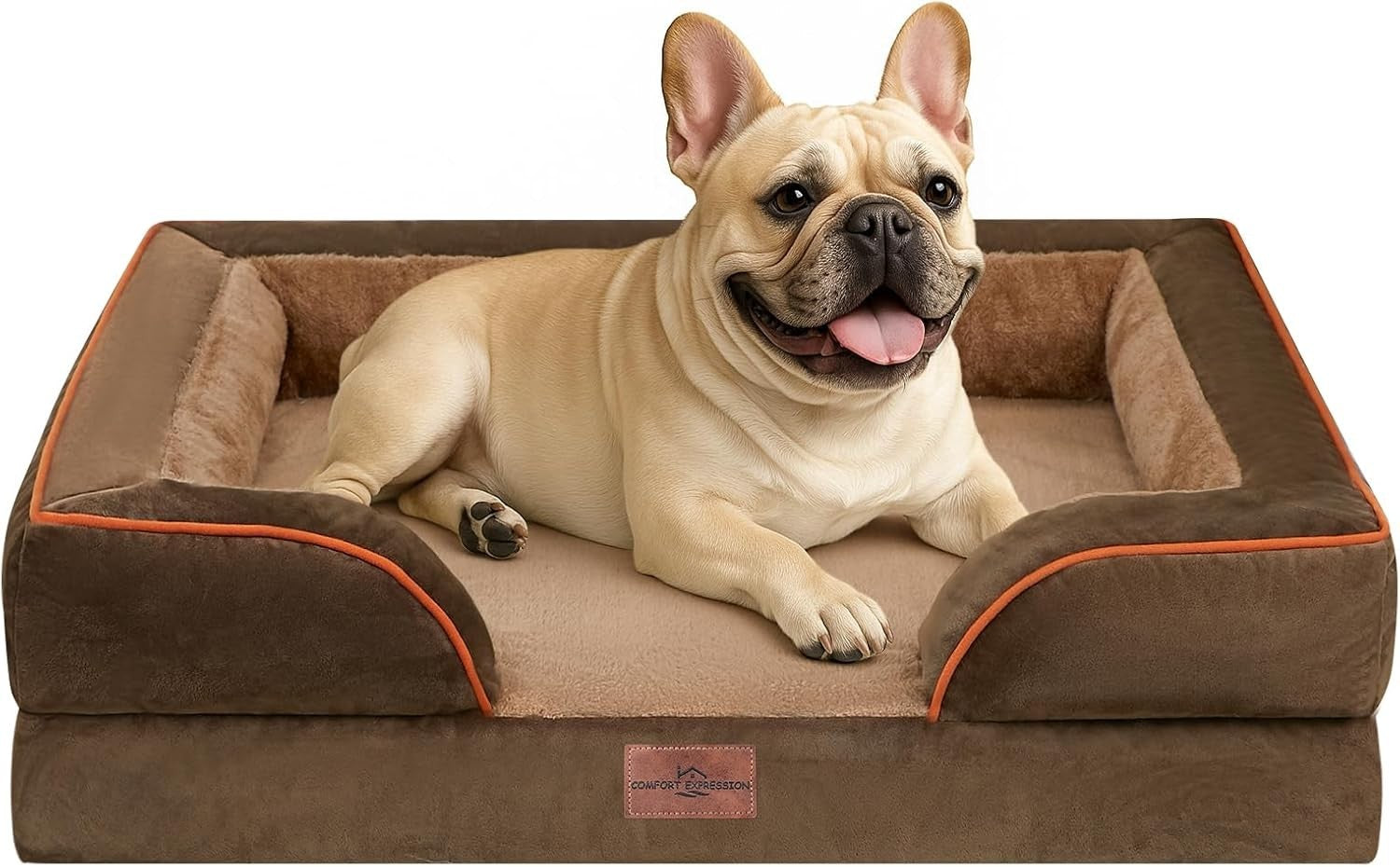 Medium Orthopedic Dog Sofa Bed 76x51x18cm Waterproof Brown